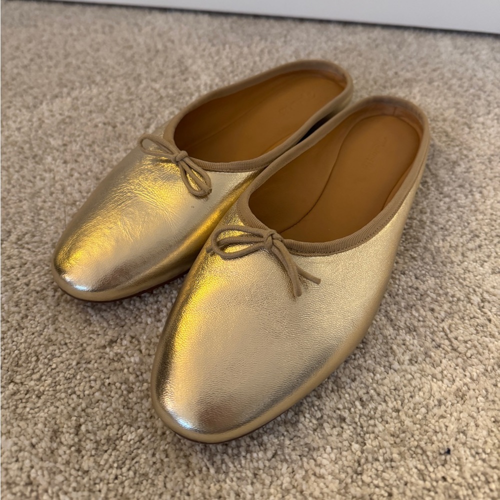 Madewell Heidi Gold Ballet Mule Flats - Sz 8.5